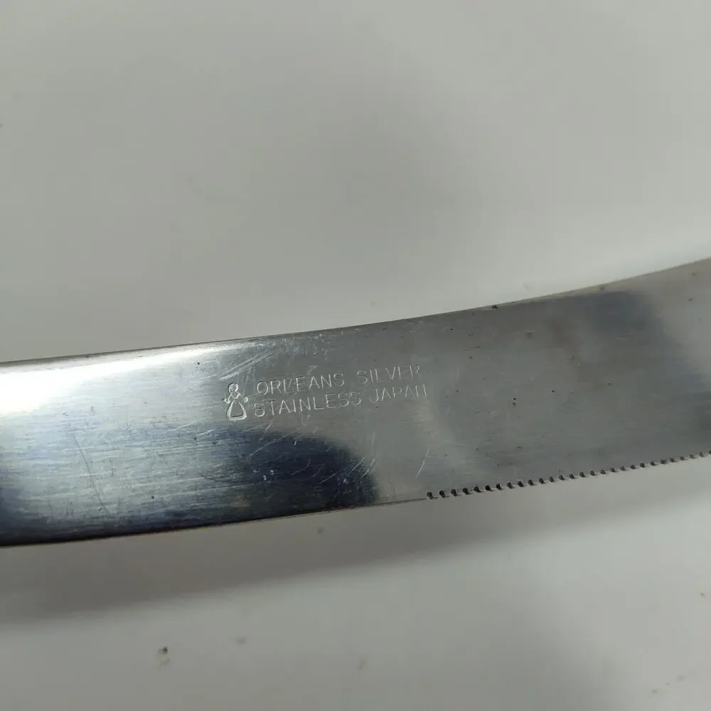 5+1X BK Orleans Silver stainless ORL19 Butter Dinner Knives Pistol Grip Flatware